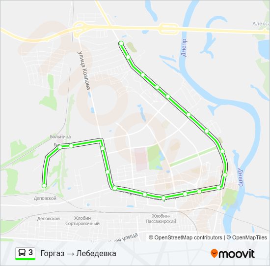 Автобус 3: карта маршрута