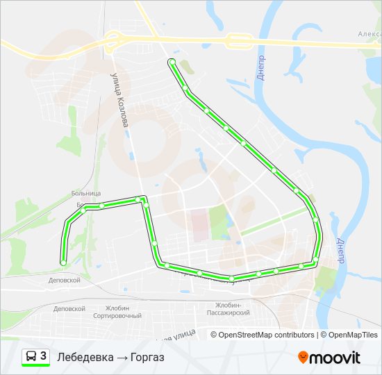 Автобус 3: карта маршрута