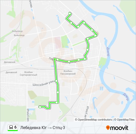 Автобус 6: карта маршрута