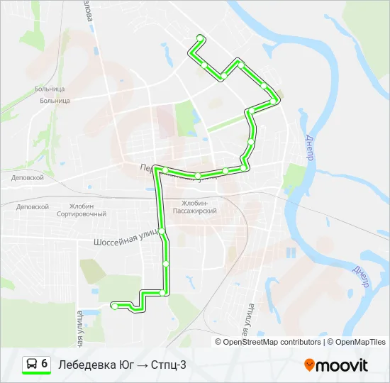 Автобус 6: карта маршрута