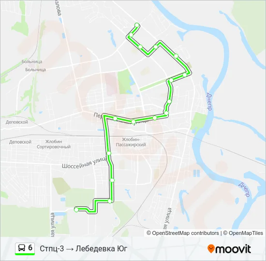 Автобус 6: карта маршрута