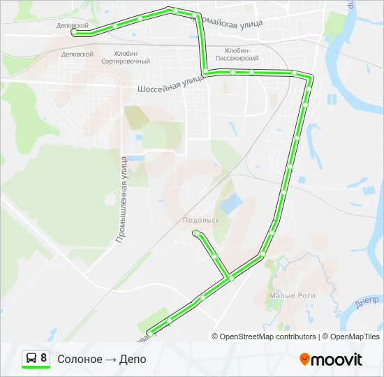 Автобус 8: карта маршрута