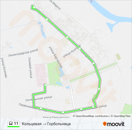 Автобус 11: карта маршрута