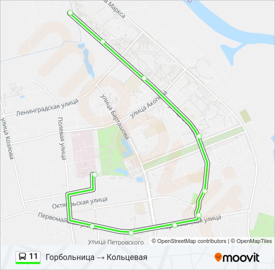 Автобус 11: карта маршрута