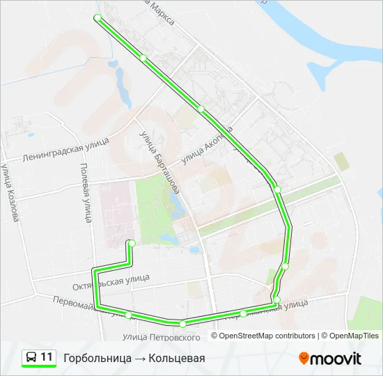 Автобус 11: карта маршрута