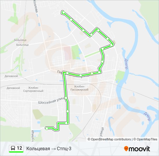 Автобус 12: карта маршрута