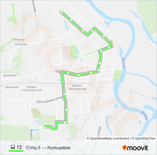 Автобус 12: карта маршрута
