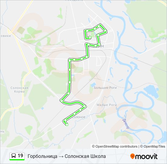 Схема маршрута 19 автобуса