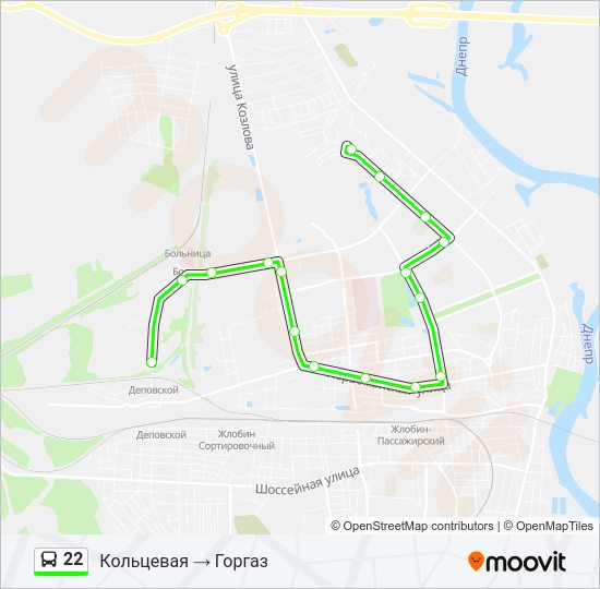 Автобус 22: карта маршрута