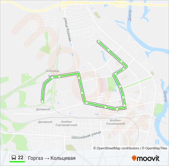 Автобус 22: карта маршрута