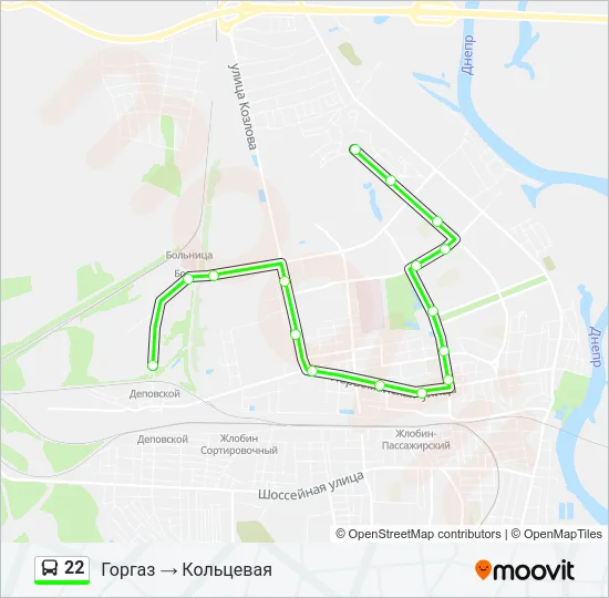 Автобус 22: карта маршрута