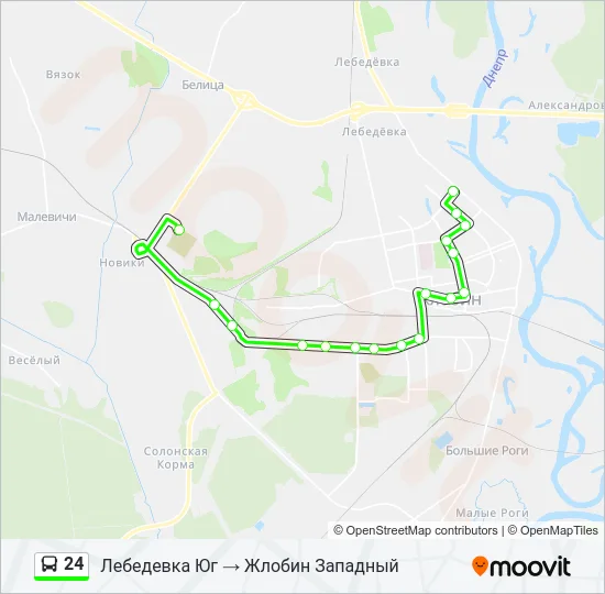 Автобус 24: карта маршрута