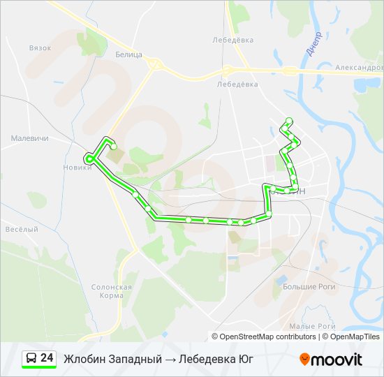 Автобус 24: карта маршрута