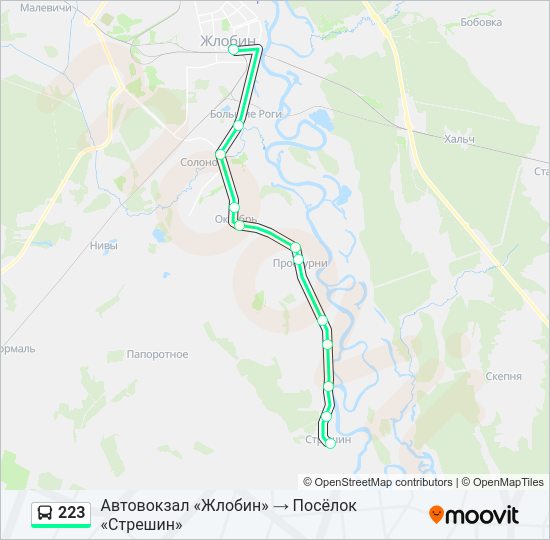 Автобус 223: карта маршрута