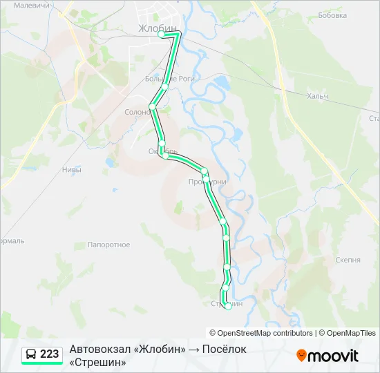 Автобус 223: карта маршрута