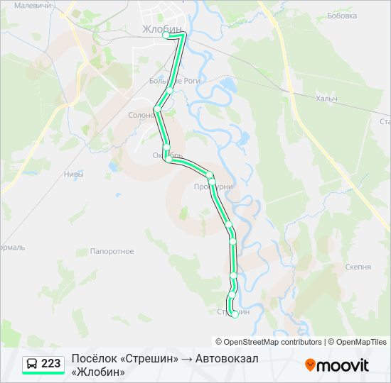 Автобус 223: карта маршрута