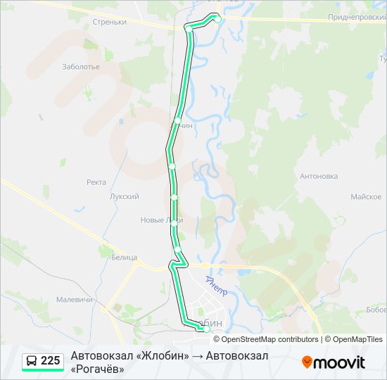 Автобус 225: карта маршрута