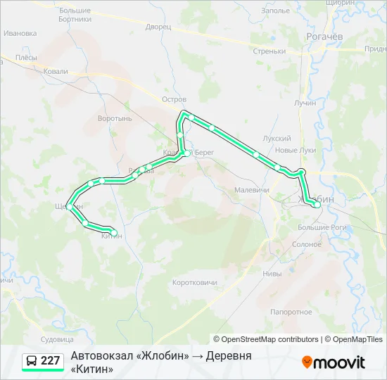 Автобус 227: карта маршрута