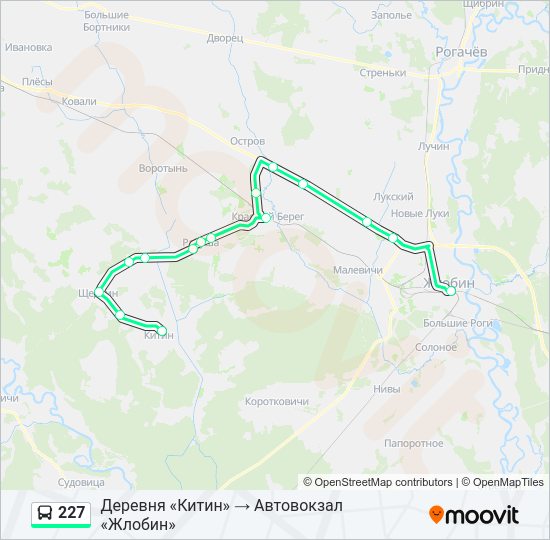 Автобус 227: карта маршрута