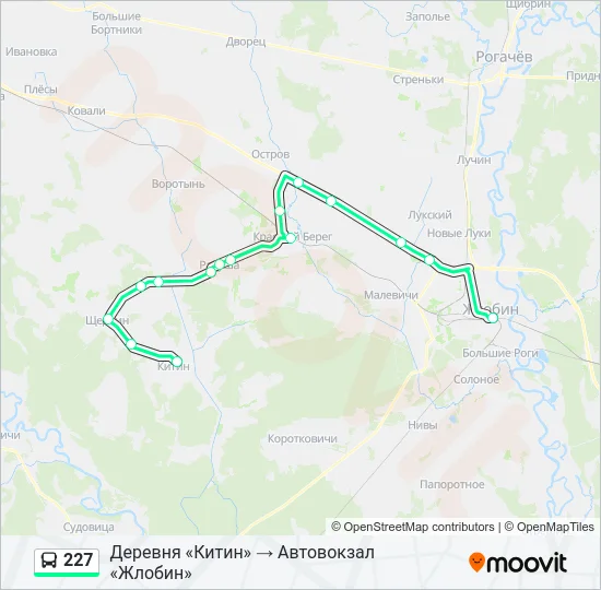 Автобус 227: карта маршрута