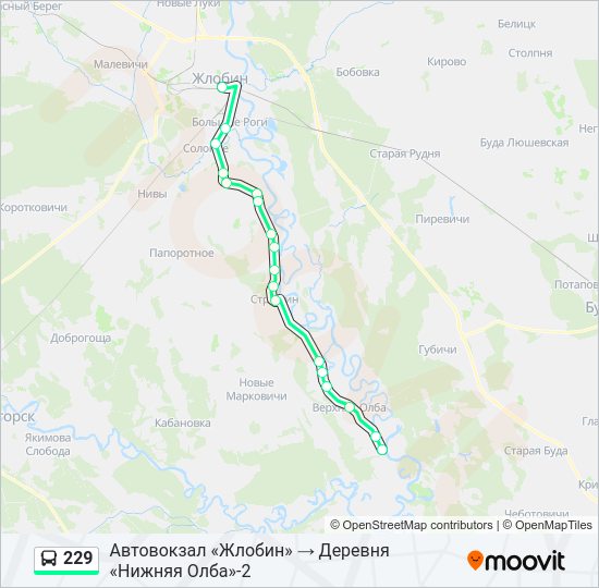 Автобус 229: карта маршрута