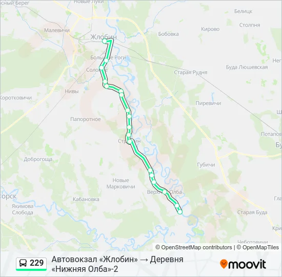 Автобус 229: карта маршрута