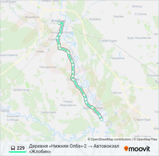 Автобус 229: карта маршрута