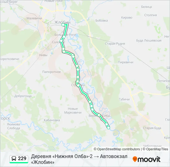 Автобус 229: карта маршрута