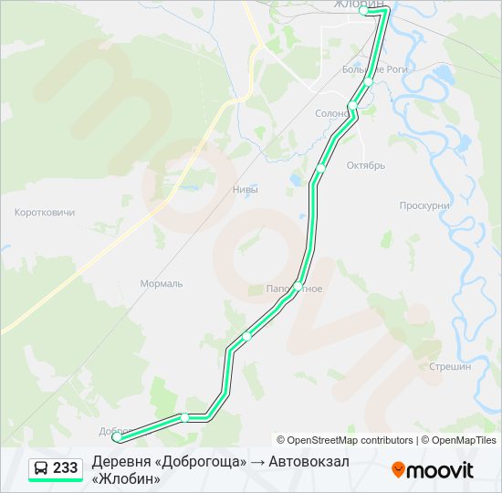 Автобус 233: карта маршрута