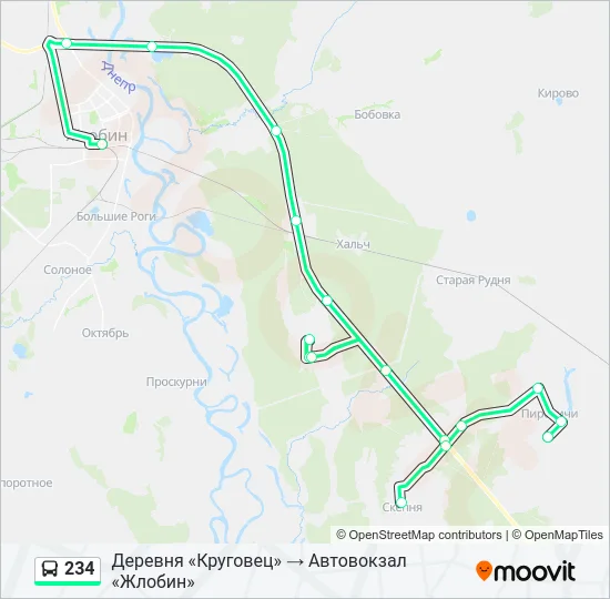Автобус 234: карта маршрута
