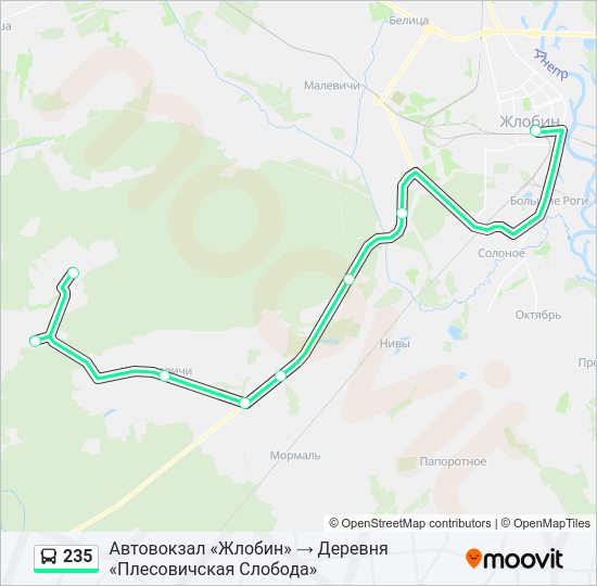 Автобус 235: карта маршрута