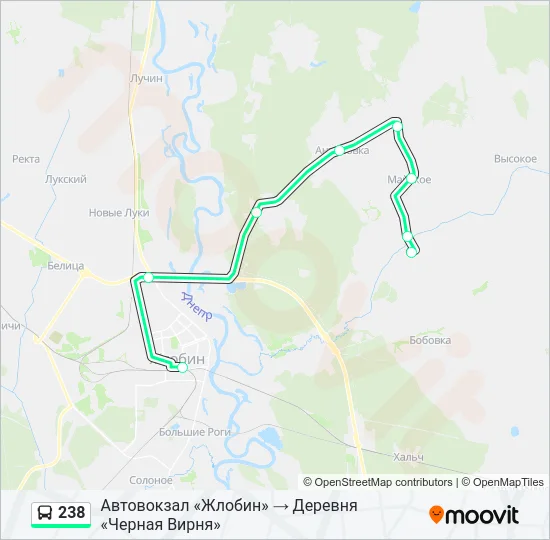 Автобус 238: карта маршрута