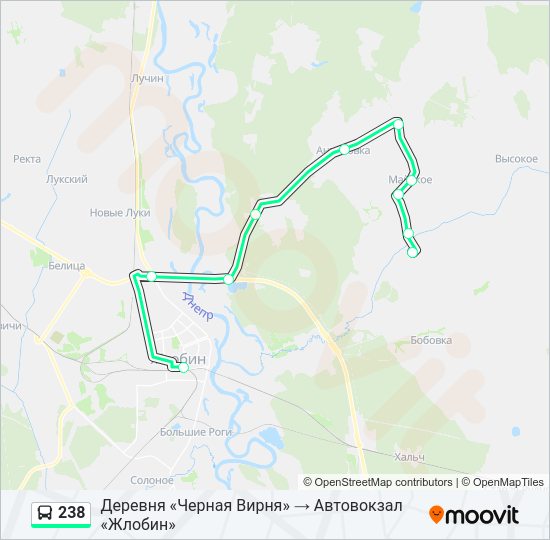 Автобус 238: карта маршрута
