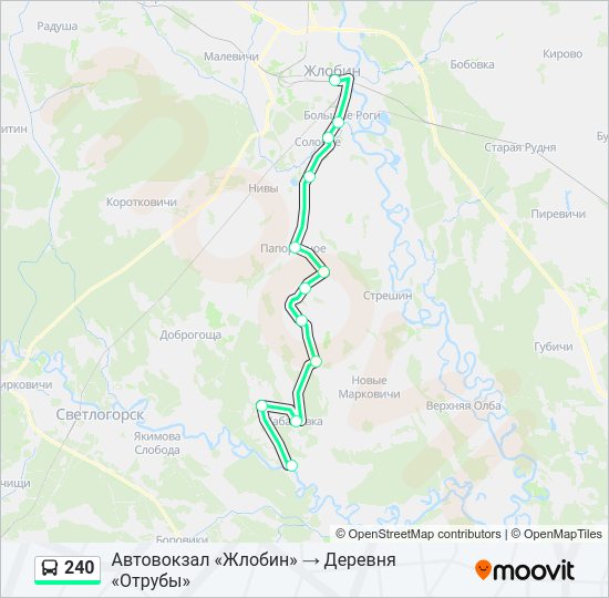 Автобус 240: карта маршрута