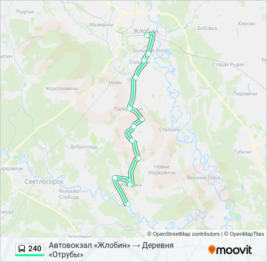 Автобус 240: карта маршрута