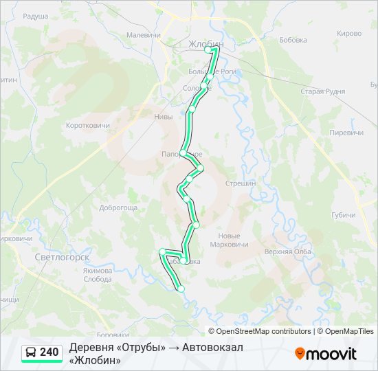Автобус 240: карта маршрута