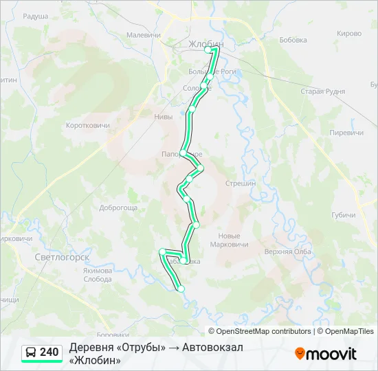 Автобус 240: карта маршрута