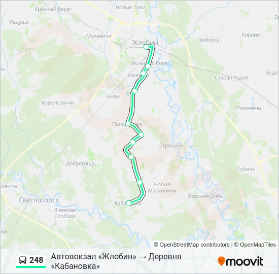 Автобус 248: карта маршрута