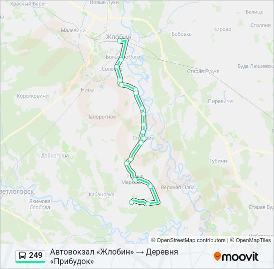 Автобус 249: карта маршрута