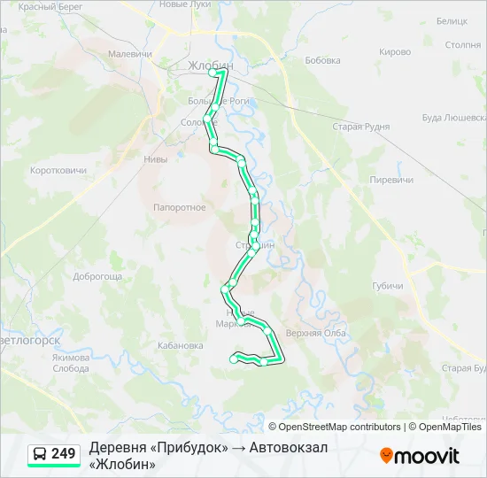 Автобус 249: карта маршрута