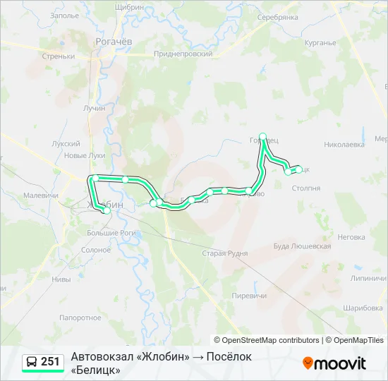 Автобус 251: карта маршрута