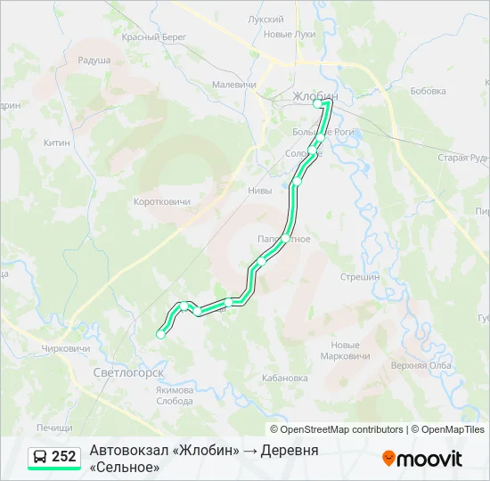 Автобус 252: карта маршрута