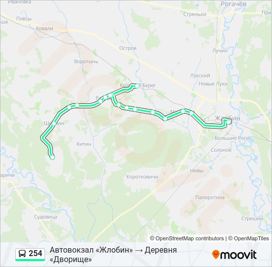 Автобус 254: карта маршрута