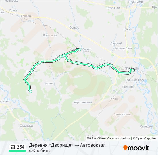 Автобус 254: карта маршрута