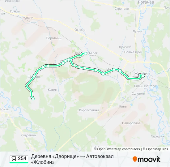 Автобус 254: карта маршрута