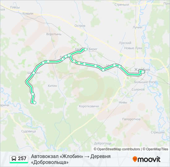 Автобус 257: карта маршрута