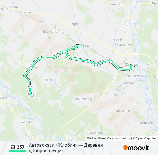 Автобус 257: карта маршрута