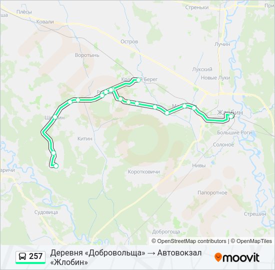 Автобус 257: карта маршрута