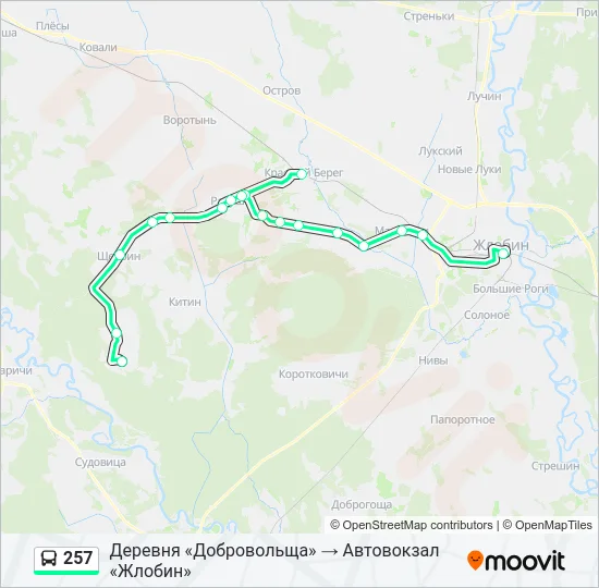 Автобус 257: карта маршрута