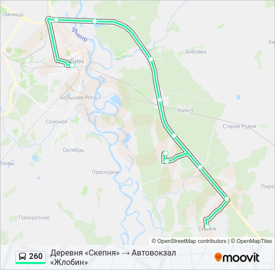 Автобус 260: карта маршрута